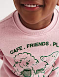 סווטשירט Cafe Friends מבד עשיר בכותנה (2-&rlm;8 שנים)