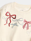 Cotton Rich Bow Sweatshirt (2-8 Yrs)