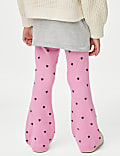 Cotton Rich Heart Ribbed Flared Leggings (2-8 Yrs)