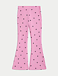 Cotton Rich Heart Ribbed Flared Leggings (2-8 Yrs)