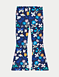 Leggings coupe évasée en coton à motif fleuri côtelé (du 2&nbsp;au 8&nbsp;ans)