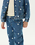Jeans en denim con bordado de margaritas (2-8 años)