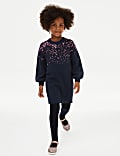 Sequin Knitted Dress With Tights (2-8 Yrs)