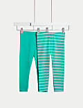 2er-Pack gestreifte Leggings mit hohem Baumwollanteil (2–7 J.)