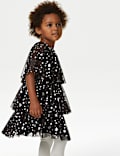 Tulle Star Print Tiered Party Dress (2-8 Yrs)