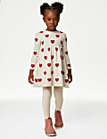 Conjunto de 2 piezas con vestido de punto con diseño de corazones y medias (2-8&nbsp;años)