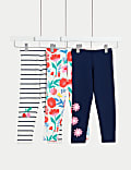 3pk Cotton Rich Floral Leggings (2-8 Yrs)