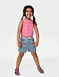 Contrast Waistband Denim Shorts (2-8 Yrs)