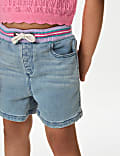 Contrast Waistband Denim Shorts (2-8 Yrs)