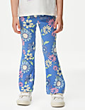 Cotton Rich Ribbed Floral Flared Trousers (2-8 Yrs)