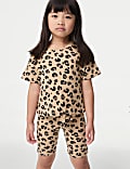 Cotton Rich Leopard Print Cycling Shorts (2-8 Yrs)