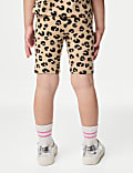 Cotton Rich Leopard Print Cycling Shorts (2-8 Yrs)