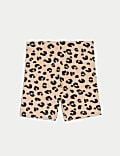 Cotton Rich Leopard Print Cycling Shorts (2-8 Yrs)