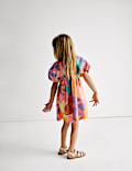 Linen Rich Printed Puff Sleeve Woven Dress (2-8 Yrs)