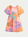 Linen Rich Printed Puff Sleeve Woven Dress (2-8 Yrs)
