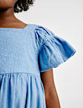 Linen Rich Frill Sleeve Woven Dress (2-8 Yrs)