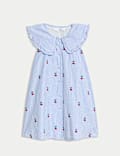 Pure Cotton Cherry Embroidered Dress (2-8 Yrs)