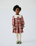 Cotton Rich Checked Party Dress & Tights Set (1-10 Yrs)