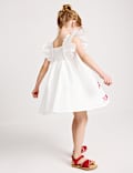 Pure Cotton Embroidered Ruffle Sleeve Dress (2-10 Yrs)