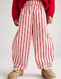Cotton Rich Woven Striped Balloon Trousers (2-8 Yrs)