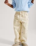 Barrel Denim Embroidered Jeans (2-8 Yrs)