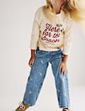 Floral Embroidered Denim Jeans (2-8 Yrs)