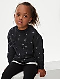 Katoenrijke sweater met sterrenfolie (2 - 8 jaar)