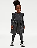 Pure Cotton Foil Star Frill Sleeve Dress (2-8 Yrs)