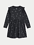 Pure Cotton Foil Star Frill Sleeve Dress (2-8 Yrs)