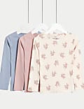 Lot de 3&nbsp;tops en coton côtelé à motif fleuri (du 2&nbsp;au 8&nbsp;ans)