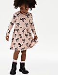 Pure Cotton Bow Print Dress (2-8 Yrs)