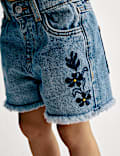 Denim Embroidered Shorts (2-8 Yrs)