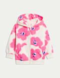 Sweat à capuche zippé en coton imprimé hibiscus (du 2 au 8 ans)