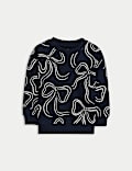 Sweat-shirt en coton avec nœud (du 2 au 8 ans)