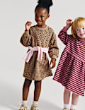 Robe pull en coton &agrave; imprim&eacute; l&eacute;opard (du 2 au 8 ans)