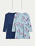 2pk Cotton Rich Unicorn Dresses (2-8 Yrs)