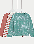 3pk Pure Cotton Patterned Tops (2-8 Yrs)