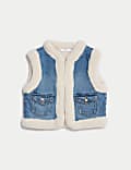 Denim Borg Gilet (2-8 Yrs)