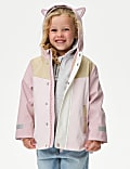 Abrigo estilo pescador de bloques de color con orejas de gato (2-8 años)