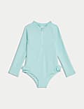 Textured Long Sleeve Swimsuit (2-8 Yrs)