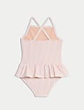 Maillot de bain à rayures et volants (du 2 au 8 ans)