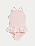 Maillot de bain à rayures et volants (du 2 au 8 ans)