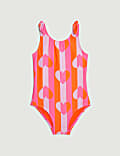 2pk Spot & Striped Heart Swimsuits (2-8 Yrs)