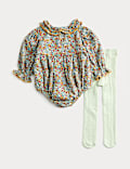 2pc Ditsy Print Bodysuit & Tights Outfit (0-3 Yrs)