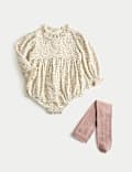 2pc Floral Bodysuit & Tights Set (0-3 Yrs)