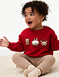 Ensemble 2&nbsp;pièces sweat en coton à motif (jusqu’au 3&nbsp;ans)