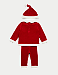 3pc Cotton Rich Christmas Santa Outfit (0-3 Yrs)