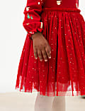 Jersey and Tulle Christmas Print Dress (0-8 Yrs)