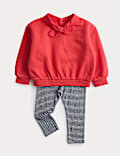 2pc Cotton Rich Neck Tie Jumper with Leggings (0-3 Yrs)
