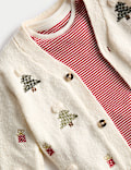 3pc Cotton Blend Christmas Cardigan Outfit (0-3 Yrs)